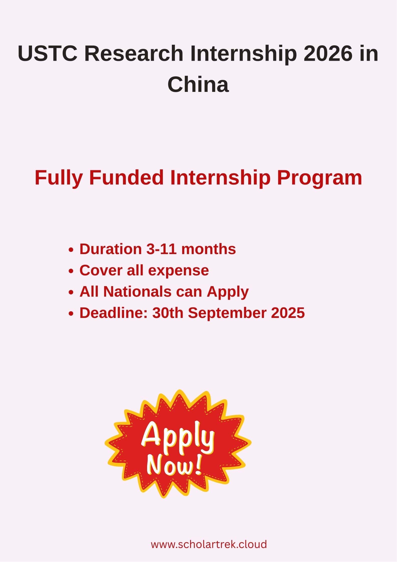 USTC Research Internship 2026 in China