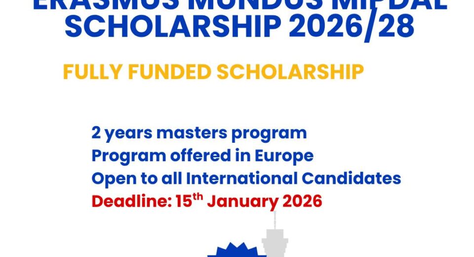 Erasmus Mundus MIPDaL Scholarship 2026/28