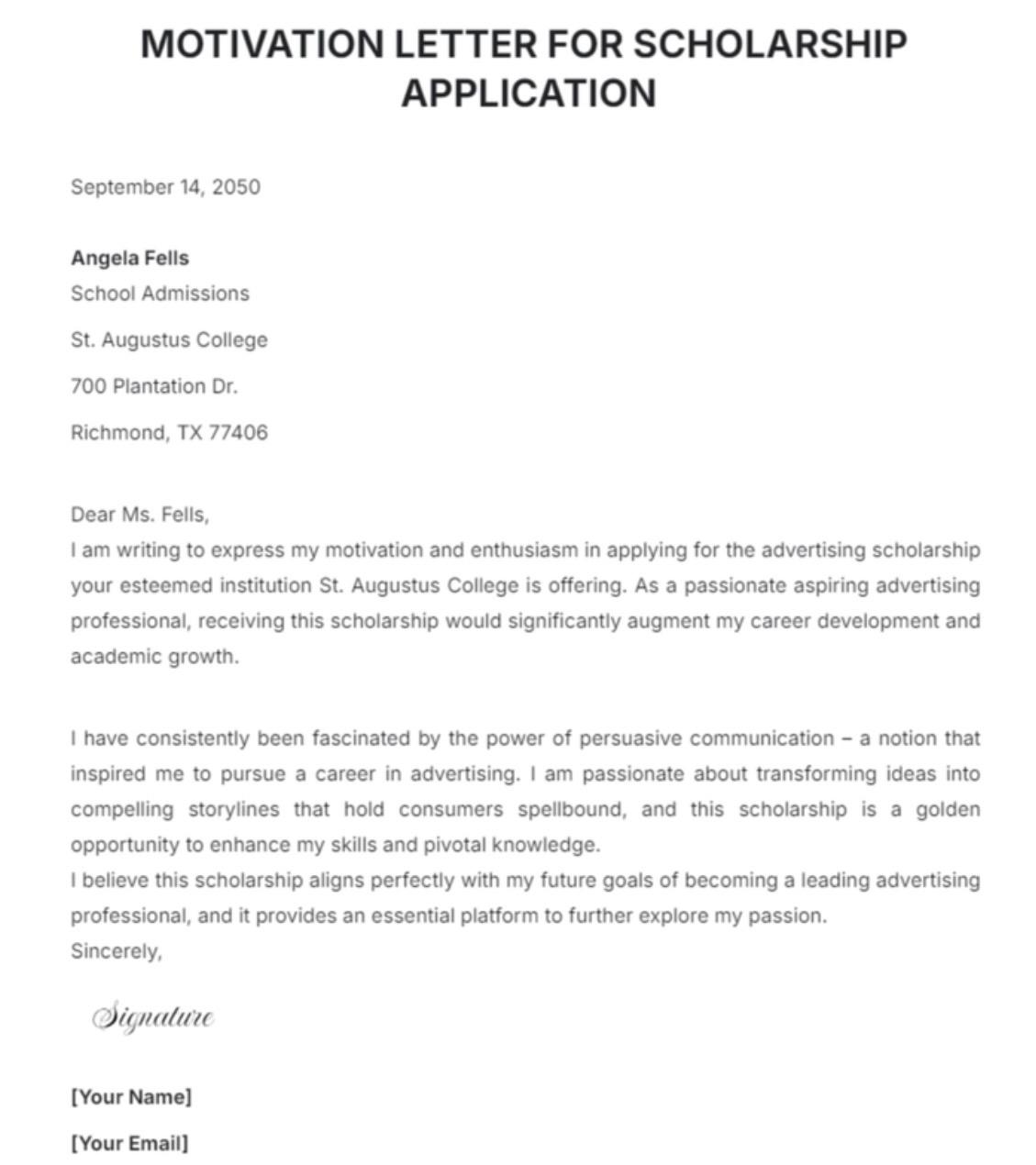 Motivation Letter for Scholarships